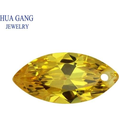 Single Hole AAAAA Marquise Shape Yellow Cubic Zirconia Stone For Jewerly Making Size 4X8-10x20mm High Quality Loose CZ Stone
