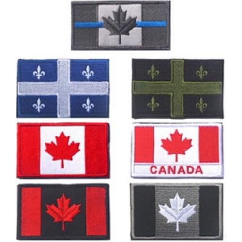 Canada Embroidery Patches Magic Stickers Loops And Hook Flag Of CANADA Patches Canada Flag Patch Armband