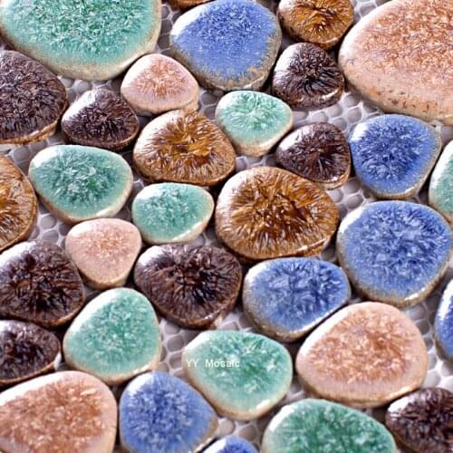 China Green Blue Glazed Ceramic Fambe Mosaic tiles for Kithchen backsplash Shower Bathroom wall sticker pool floor tile outdoor