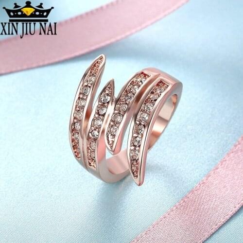 Rose of the moon, gold ring, horn of love, spiral, diamond, personality ring, fashion jewelry, cubic zirconia, wedding jewelry