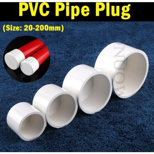 2Pcs Size 20~200mm PVC Water Supply Pipe End Plug Aquarium Fish Tank Water Supply Pipe End Cap Garden Watering Pipe Connector