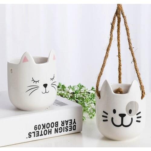 Creative Hanging Planter Flower Pot Succulent Pot Home Decoration Ornaments Garden Supplies Hanging Basket Ceramic Plant Pot