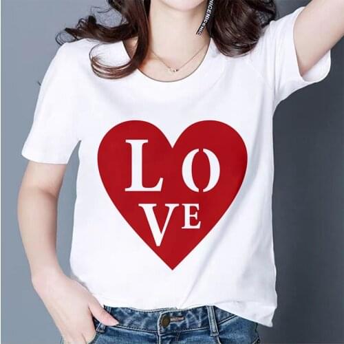Summer womens fashion love printing T-shirt Harajuku letter short-sleeved Tops T shirt casual street wear white Tshirt