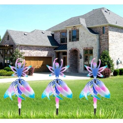 Metal Fairy Ballerina Wind Spinner Winds Gauge Windmill Metal Sculptures Stake Construction for Garden Patio Yard Decor SNO88