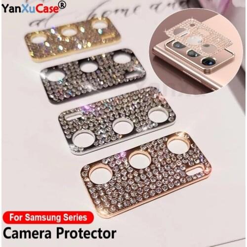 For Samsung S21 Ultra Ring Diamond Metal Phone Camera Lens Protection Case For Samsung Galaxy Note20 S20 Plus Ultra Lenses Cover
