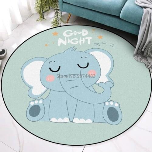 Cartoon Cute Good Night Blue Elephant Living Room Bedroom Hanging Basket Chair Non-slip Round Mat