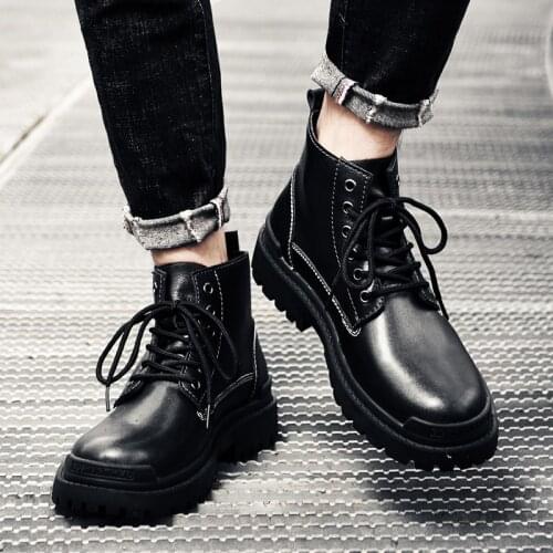 48 Large Size Martin Boots Genuine Leather Men Boots High Quality Ankle Boots Autumn Winter Retro Motorcycle Boots Safety Boots