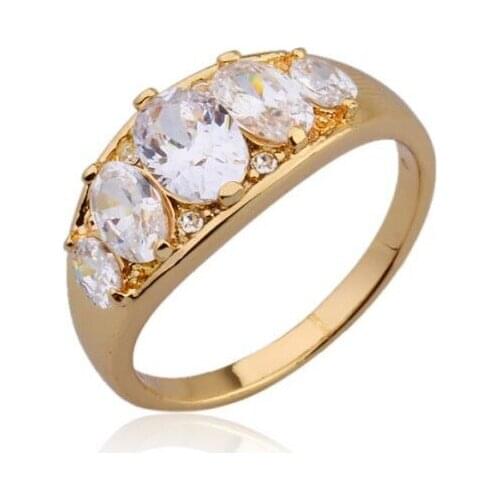 MxGxFam Precious Rhinestone Ring with Special Design For Girl Yellow Gold Color