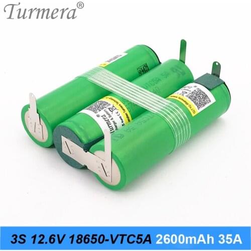 3s US 18650 Battery Pack 18650vtc5a 2600mah Battery 35a 10.8v 12.6v Soldering Battery for Screwdriver Tools Battery Customized