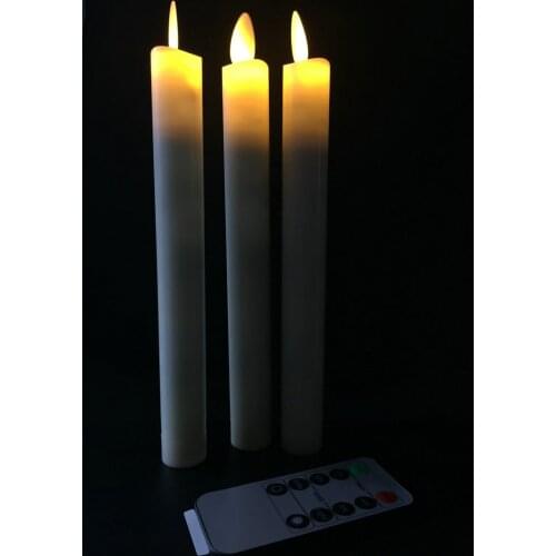 12pcs moving dancing wick LED Taper remote controlled w/timer Function Stick Candles Xmas Wedding Table Room party decor-Yellow