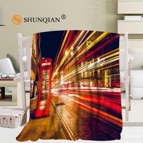 Custom London England Bus Night Blanket Soft DIY Picture Decoration Bedroom Size 56x80Inch,50X60Inch,40X50Inch A7.10