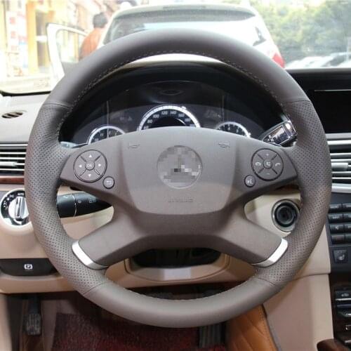 New Anti Slip Black Leather Steering Wheel Stitch on Wrap Cover For Benz E300 2010-2013