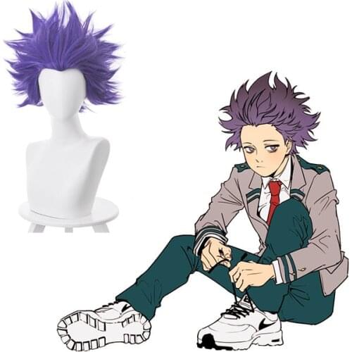 My Hero Academia Boku no Hero Academia Shinsou Hitoshi Wig Men Women Short Purple Hair Halloween Wigs Cosplay Costume