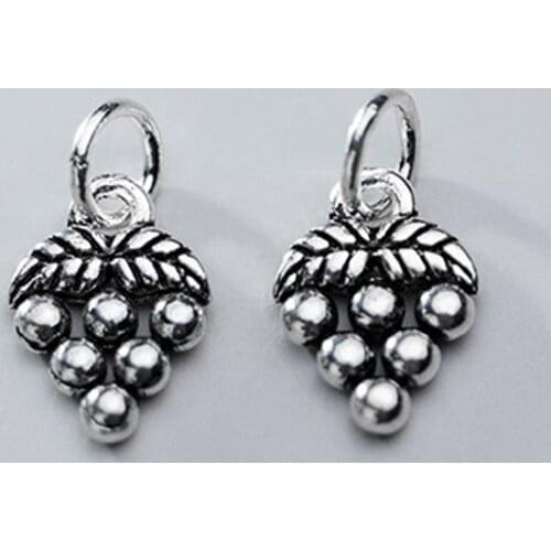 925 Sterling Silver Casual Grape Design Dangle Women Charms Handcraft Woving Bracelets Drop Silver Pendants DIY Jewelry Fittings