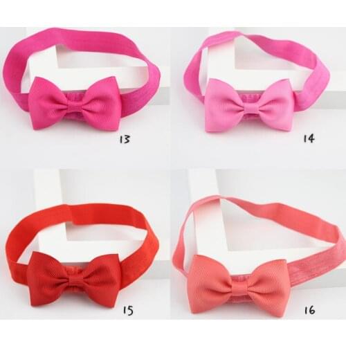 20 Color Kids Headband Soild Color Ribbon Bows Elastic Hair Bands Cute Newborn Girls Bow Cheap Headwear Photography Props