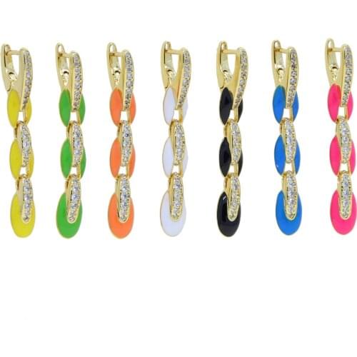 Rainbow Neon Enamel Colorful Women Girl Jewelry Gold Color European Black Women Hot Selling Jewelry Earring