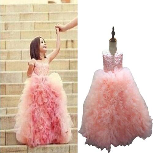 Luxury Pageant Tulle Ball Gown for Girls 2-12 Year Old Kids Princess Wedding Party Dress Evening Formal Christmas Baby Long Gown