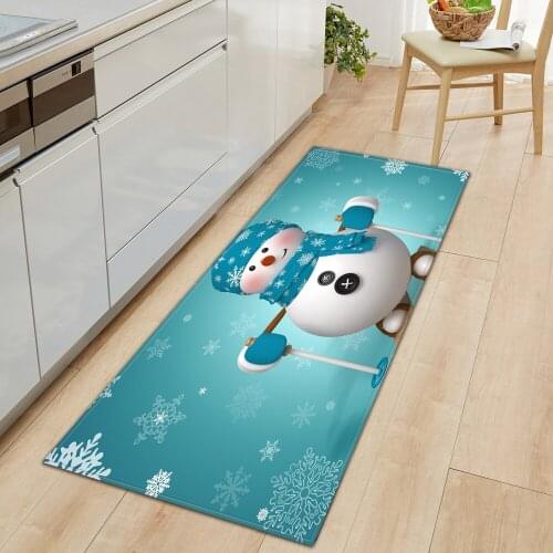 Christmas Kitchen Carpet Bedroom Entrance Doormat Home Living Room Balcony Anti-Slip Long Rugs Bath Hallway Decoration Floor Mat