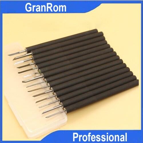 Manual Walnut Carving Knife 14pcs Set Olive Kernel Walnut Carving Knife Woodcut Knife Handheld Woodworking Tools