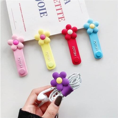 Silicone Cable Winder Cable Organizer Wire Wrapped Cord Line Storage Holder For iPhone Xiaomi Huawei USB Type C Charging Cable