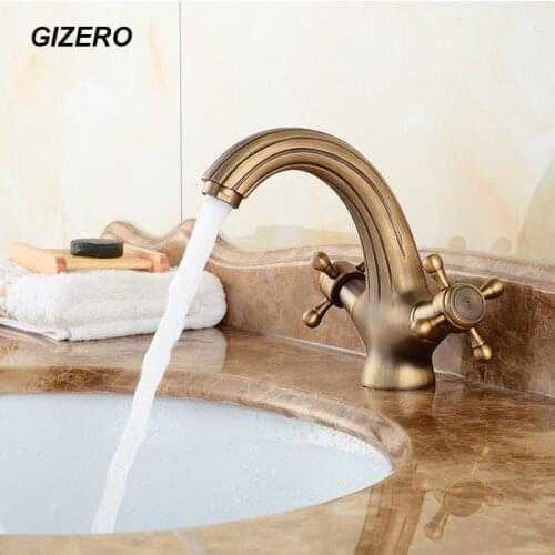 Dual Handle Bathroom Basin Faucet Antique Bronze Finish Classic Faucet deck mounted hot&cold mixer torneira ZR179