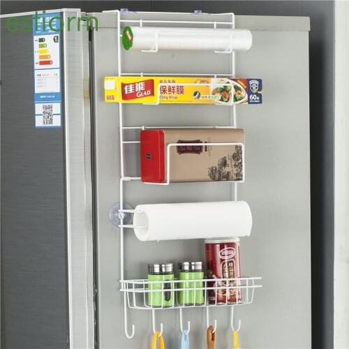 Fridge Refrigerator Organizer/Shelf,Refrigerator Side Storage Rack for kitchen with Paper Towel Holder & Seasoning Spice Rack