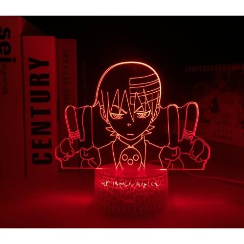 Soul Eater Anime Death The Kid LED Light White Base for Bedroom Decor Nightlight Kids Birthday Gift Manga 3D Table Lamp