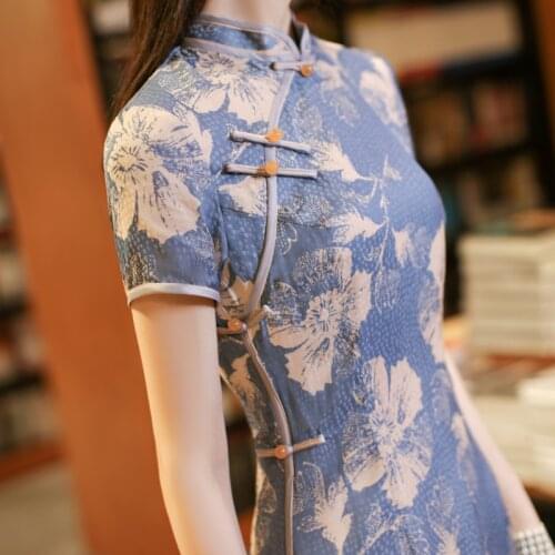 Chinese Style Traditional Qipao Dress for Ladies Vintage Elegant Floral Print Embroidery Cheongsams Oriental Party Dresses Women