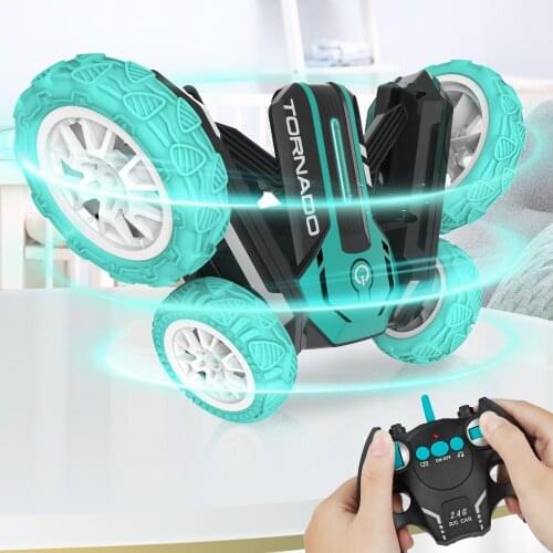 2.4GHz RC Car 4WD High Speed Control Car Alloy Stunt Car Music Toys Children Drift Buggy 360° Rotating Flips Vehicles