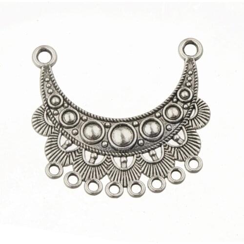 Connector jewellery making supplies earring pendants decoration moon curve retro national large flat multi tassels diy 46mm 8pcs