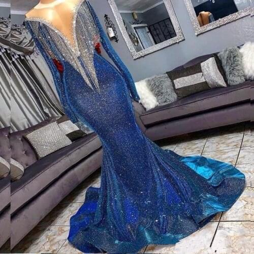 Beading Tassel Mermaid Evening Prom Dresses Long Sleeves Custom Made Dubai Kaftans Islamic Party Dress Saudi Arabia Evening Gown