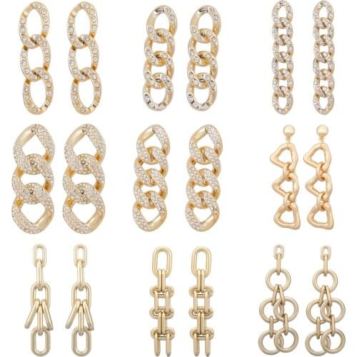 Wgoud Women Vintage CCB Thick Chains Crystal Earring Fashion Punk Hip Hop Geometric Dangle Drop Earring Party Gift