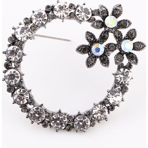 TODOX flower Brooch Fashion circle beauty Women crystal exquisite 6colors clothes Silk scarf pins hot sale wedding party Gift