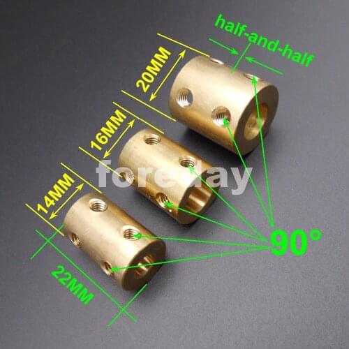 Brass Copper Shaft Motor Rigid Coupling Coupler 4MM 5MM 6MM 7MM 8MM 10MM 12MM +Free Hex Wrench 22mm dia. 14 16 20mm * FD622-639