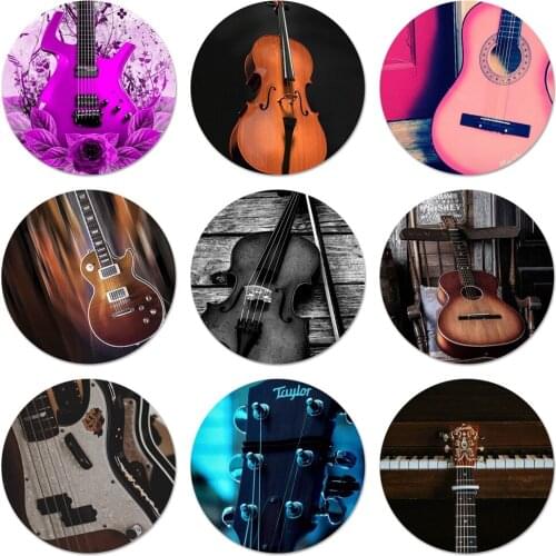 58mm Musical instrument Icons Pins Badge Decoration Brooches Metal Badges For Clothes Backpack Decoration