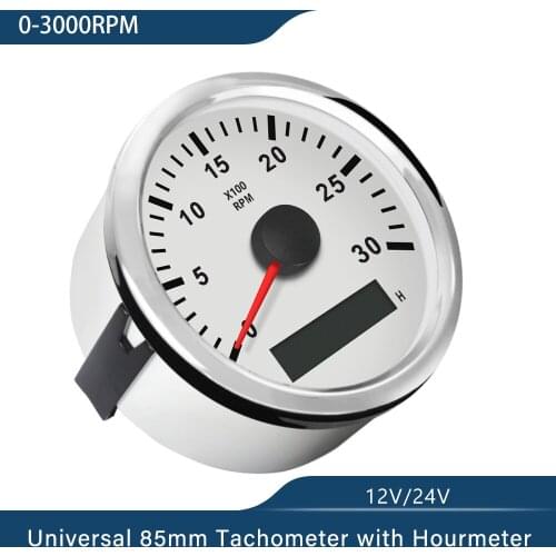 Car Truck Boat 85mm Tachometer Tacho Gauge With Digital Hourmeter 0-8000RPM With Backlit