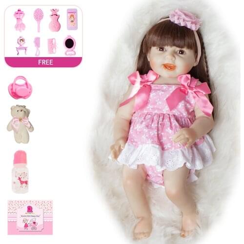 18"48CM Full Body Hair Toy Doll Bebe Reborn Smooth Vinyl Body Reborn Doll Soft Silicone Reborn Baby Dolls Baby Dolls Toys