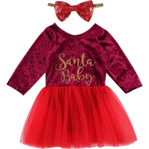 2Pcs Baby Infant Girls Velvet Letter Print Rompers Long Sleeve Toddler Baby Lace Tutu Dress Baby Christmas Autumn Clothing 0-18M