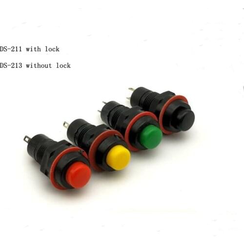 3pcs DS-211 round self-locking self-reset small with lock button switch 10MM DS-213 lockless button switch