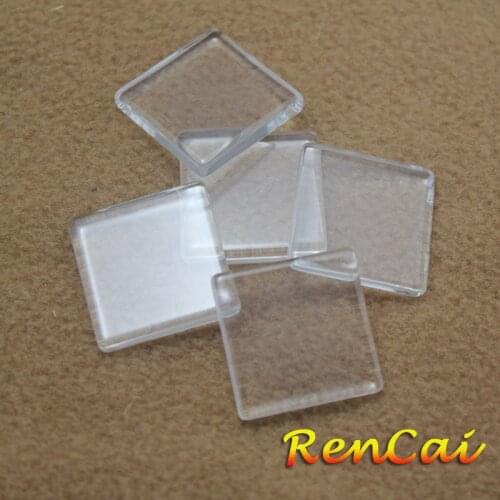 500pc 16/20/25/30/35mm Square Flat Back Transparent Clear Glass Cabochon Hot For DIY Charm Pendant Necklace Jewelry Making