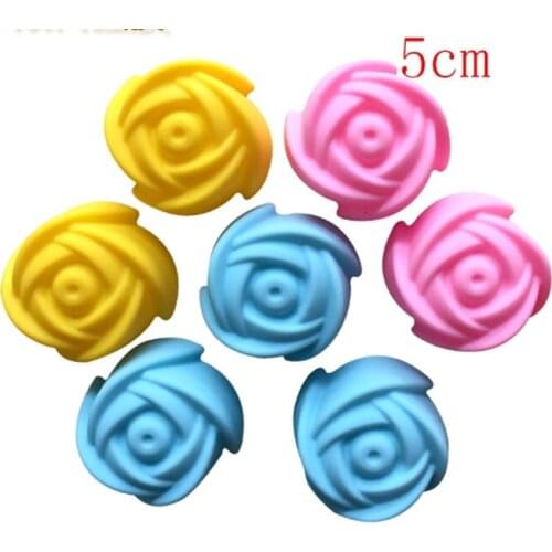 500pcs/lot Fast shipping 5cm Rose Flower Cake Mold Pudding Grade Silicone Cake Mold Cupcake Mold Baking Mould Bakeware