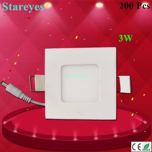 Free shipping 200 pcs Square LED Panel Light 3W AC85-265V 85mm 165lm SMD 2835 downlight lamp spotlight bulb led ceiling lighting
