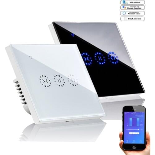 EU/UK Wireless Remote APP Control Curtain Switches Work with Google home/Alexa,Touch Switch for curtain/roller/shutter motor