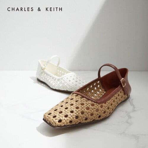 CHARLES＆KEITH New Arrival for Summer 2021 CK1-71720021 Ladies woven hollow flat shoes
