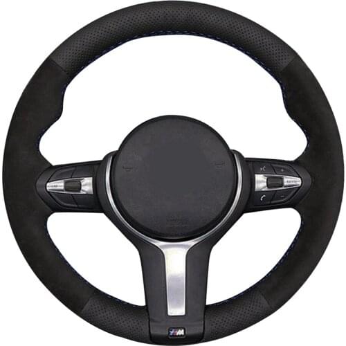 DIY Car Steering Wheel Cover Genuine Leather Black Suede For BMW M4 M5 M6 F87 M2 F80 M3 F82 F12 F13 F85 X5 M F86 X6 M F33 F30
