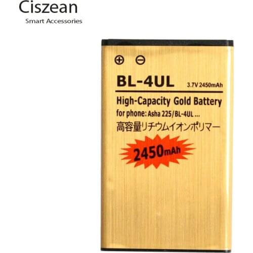 Ciszean 1x 2450mAh BL-4UL / BL 4UL / BL4UL Gold Replacement Li-ion Battery For Nokia Asha 225 Asha225 + Tracking Code