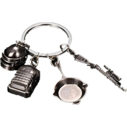Game PUBG Level 3 Helmet Backpack Saucepan Keychain Playerunknown Battlefield Cosplay Props