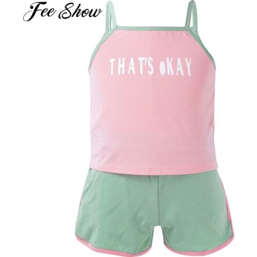 Toddler Kids Sleeveless Clothes Set Korean Baby Girls Letter Print Vest Shorts Suit Children 2pcs Cotton Tracksuits Outfits