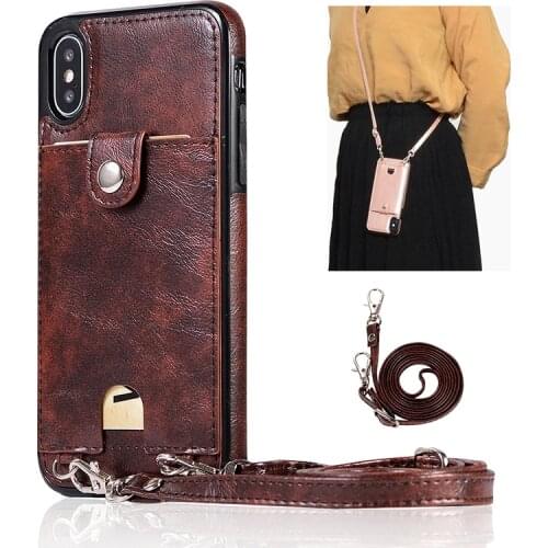 Shoulder Bag Leather Wallet Case For iPhone 11 Pro Max 10 X XR XS 6 6s 7 8 Plus For Samsung S20 Ultra S8 S9 S10 Note 10 10+ 9 8