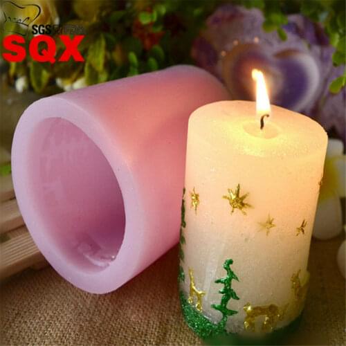 Beautiful Christmas cylindrical shaped Candle mold Decoration Fondant cake mould Baking mold silicone soap mold SQ16218